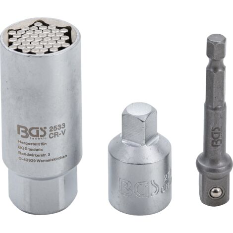 Douille universelle avec jeu d’adaptateurs 10 mm (3/8") 9 - 21 mm 3 pièces Kraftmann (1/4)