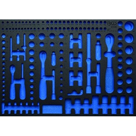 Bgs Technic – Insert de servante d'atelier en mousse rigide noire – Compatible BGS 4036 – Rangement jusqu'à 192 pièces – Dimensions 56,7x40,8x3,2cm
