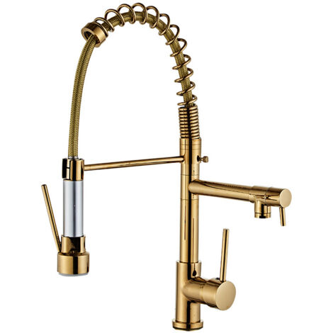 Robinet Cuisine avec Douchette Extractible 2 Fonctions Bec pivotant à 360° Robinetterie à Ressort en Laiton Mitigeur évier (1/5)