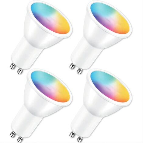Ampoule Connectée Gu10 5W 400LM WiFi LED RGB 2700K-6500K Compatible avec Alexa/Google Home, APP Télécommande, Contrôle Vocal, Ampoule Intelligente, 4 PCS (1/5)