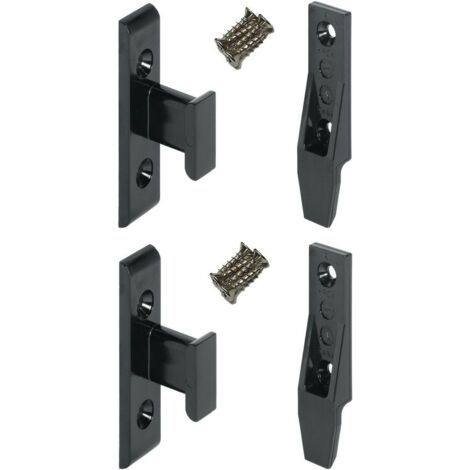 – Kit de ferrures d'assemblage pour meuble – 2 mâles et 2 femelles en plastique – 8 vis en acier – Pour fixation portes et placards bois (1/2)