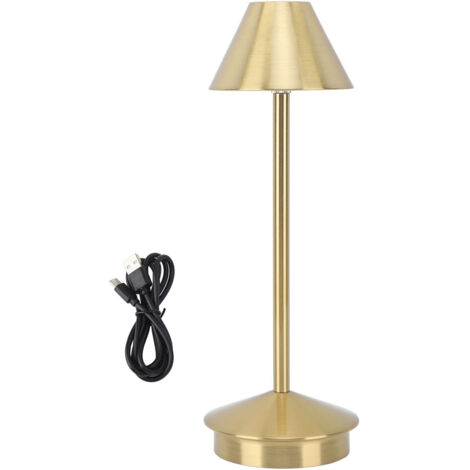 GARRYFIZH Lampe de table sans fil, style moderne, en fer forgé, 3 couleurs, intensité variable, portable, LED, bureau, commande tactile, couleur or (1/5)