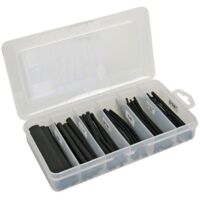Velleman – Lot de 170 gaines thermorétractables noires 10 cm – Ø1 à Ø9 mm – Ignifuges et sans halogène – Coffret de rangement inclus