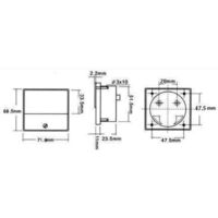Voltmetre Analogique De Tableau 50v Cc / 70 X 60mm