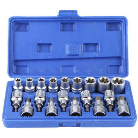 Kit d'embouts à douille hexagonale étoile d'entranement 19 pièces/ensemble 1/2 pouces, outil de réparation de voiture mle femelle de Type E (1/5)