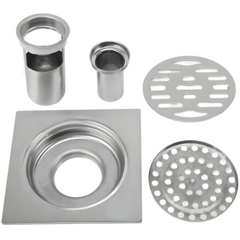 Kit de Drain de Douche Carré 4,3 pouces en Acier Inoxydable Anti-colmatage Drain de Sol sans Odeur pour Tuyau de 50 mm 75 mm Salle de Bain Blanchisserie, Siphonnette grille/cadre inox, Drain d (1/5)
