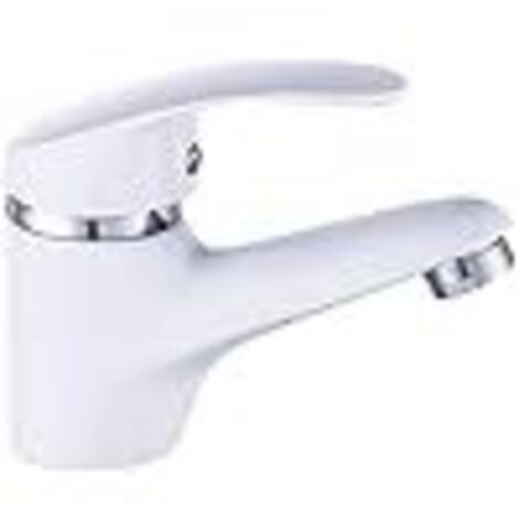 Robinet d'évier de lavabo blanc mélangeur d'eau chaude et froide pulvérisateur robinet de lavabo mélangeur d'eau chaude et froide ensemble de vidange bec cascade outil de cuisine tête de (1/5)