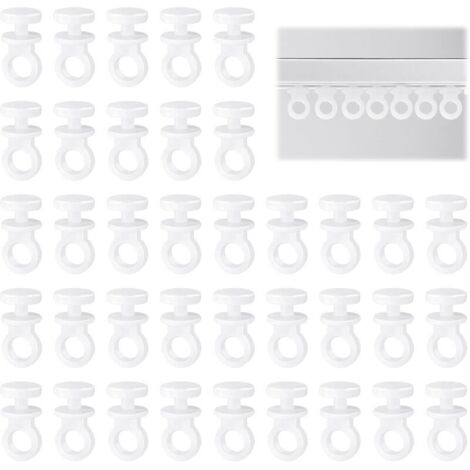 100 Pièces Crochet Rideau Rail Glisseurs pour Rail à Rideaux Plastique roulettes à Rideaux Blanc Tringle à Rideau Coulissant Crochet Forte Capacité de Charge Attache Rideaux Accessoires (1/4)