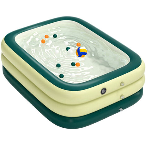 Jeffergarden Piscine gonflable, 1.5m Trois anneaux pliable PVC épaissi piscine pour enfants, vert