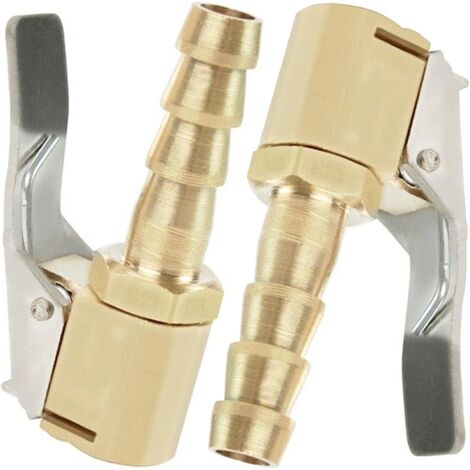 2 Pièces Embout de Gonflage,Embout Gonflage Pneu Voiture,Embout Gonfleur avec Clip,Gonflage Valve Clip Pince Connecteur Adaptateur,pour Valves de Pneu,en Laiton,8mm (1/5)