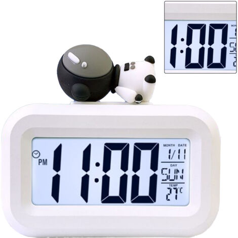 Horloge électronique mignon dessin animé écran LED bureau alarme électronique données temps calendrier température horloge Spaceman (1/5)