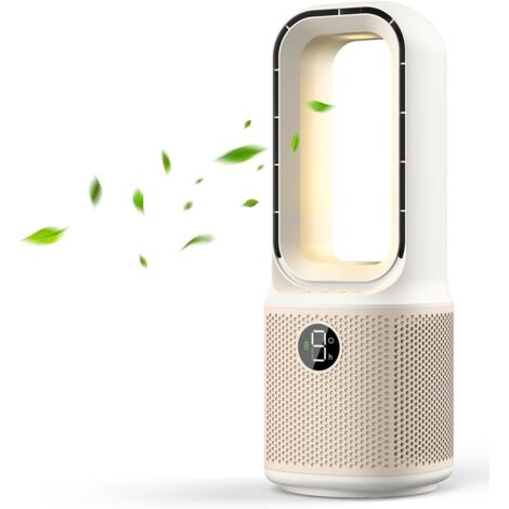 Petit ventilateur de bureau silencieux, 13 pouces, sans pales, 9 vitesses, flux d'air puissant, oscillant à 70° avec veilleuse et minuterie, pour chambre, bureau, table de chevet (1/4)