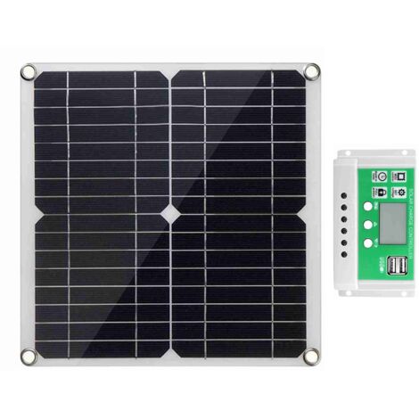 Kit de panneau solaire 20 watts 12 volts monocristallin + contrôleur de charge 100A PWM pinces de batterie 22% haute efficacité pour système hors réseau de remorque de bateaux de camping-car (1/5)