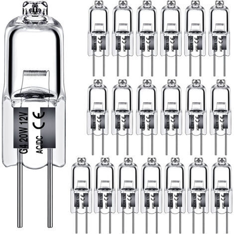 Aiperq Ampoules halogènes G4 20W 12V Type 2 broches de remplacement de la base pour le paysage sous le meuble Puck Light Track Lighting Dimmable (10Pack) (1/4)