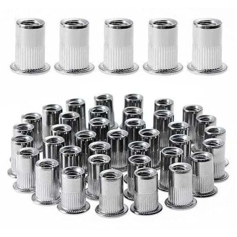 100 Pcs M4×11 Écrou À Rivet Fileté À Tête Plate,Écrous À Riveter Fileter En Acier Inoxydable,Assortiment Inserts Filetés Pour Metal Plastique (1/5)