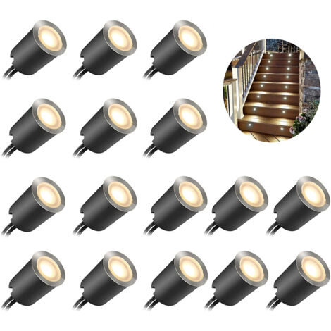 OIMG Kits d'éclairage LED encastrés avec coque de protection φ32 mm, éclairage extérieur LED de paysage, étanche IP67, basse tension 12 V, pour jardin, escalier, terrasse, sol, cuisine (1/5)