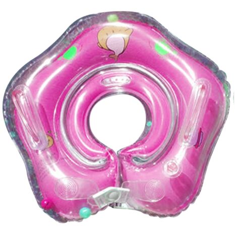 Flotteur de natation pour bébé, Double couche transparente en PVC, Anti-fuite, poignée sûre, cou de bébé pour la maison, baignoire intérieure rose