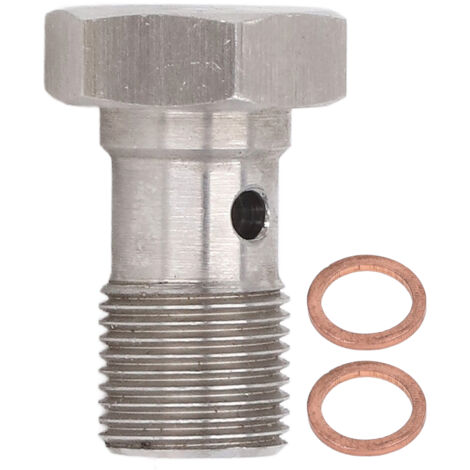 Boulon Banjo Simple, Raccords de Boulon Banjo M12 X 1,0 Filetage Métrique Adaptateur d'extrémité de Tuyau de Frein à un Trou avec Rondelles pour Conduites D'embrayage de (1/5)