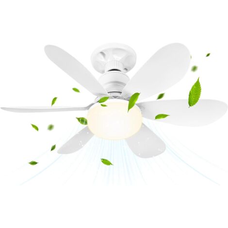 Ventilateur de Plafond avec Lumière et Telecommande, 30W Dimmable Ventilateur Plafond LED avec Douille E27, lustre ventilateur de plafond pour Chambre, Salon, 6 Pales,3 Vitesses,Timing [Classe énergét (1/4)
