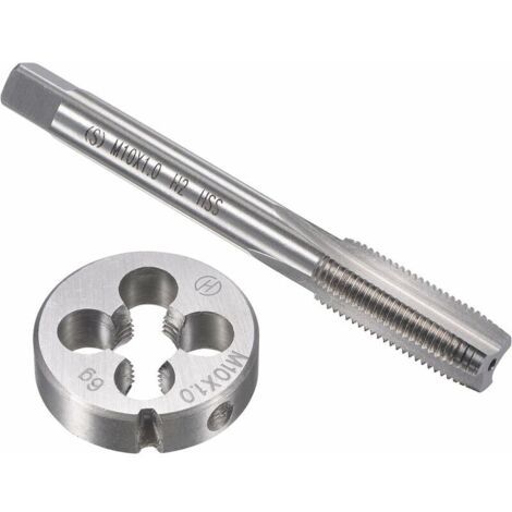 Coffret tarauds et filières Ensemble de tarauds et matrices métriques M10 x 1 mm, taraud à vis à filetage machine HSS avec matrice de filetage ronde en acier à outils en alliage (1/5)