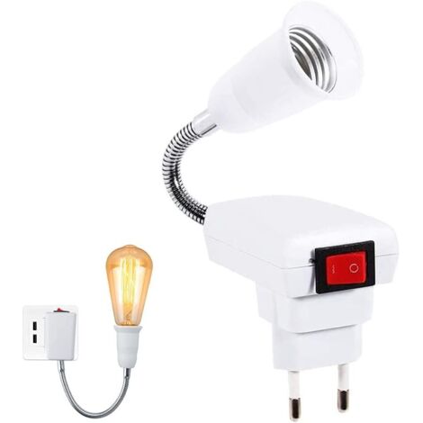 Douille E27 avec Interrupteur sans Fil,360 degrés réglable Porte Lumière de l'Ampoule LED pour Bureau Chambre Cuisine Lampe Murale, Lampe de Lecture au Lit (sans ampoule) (1/5)