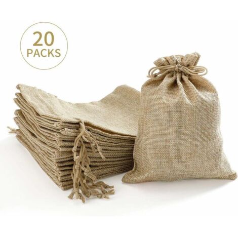 Autres rangements 20 pièces sacs en jute Sacs en jute Sacs 15 x 20 cm pour calendriers de l'Avent, bijoux, cadeaux d'invités et bricolage, sacs en jute, sacs en tissu à remplir - Nol (1/5)