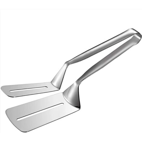 Pinces à steak, pinces de cuisson 3 en 1, spatule double face, pinces à spatule multifonctionns en acier inoxydable de 10 pouces Steak Pain Burger BBQ Viande Pizza Pain Poisson (1/5)