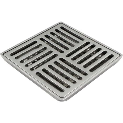 Bonde de douche carrée en acier inoxydable anti-odeur pour toilettes, salles de bains, cuisines, etc. (100 x 100 mm, argenté) (1/5)