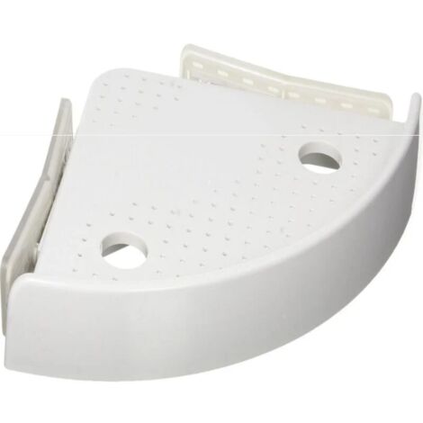 Support de rangement triangulaire pour salle de bain, Etagère d'angle avec bouton poussoir, sans percer, 24.5 x 4.5 x 24.5 cm (1/4)