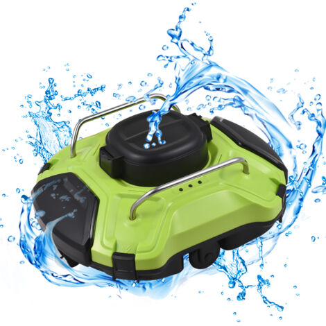 Robot nettoyeur de piscine sans fil, 30W IPX8 Waterproof Dual Drive Motor Automatic Pool Vacuum Cleaner, 200 Micron Fine Filter for Above Ground Pools up to 914 Sq. Ft. (1/5)