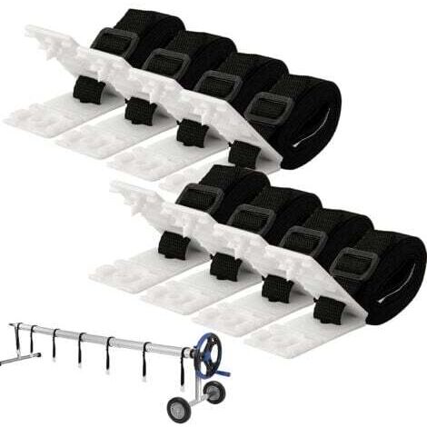 – Enrouleur de bâche de piscine 3 à 7,3 m – Kit de fixation avec 8 sangles en nylon – Installation rapide et sécurisée (1/4)