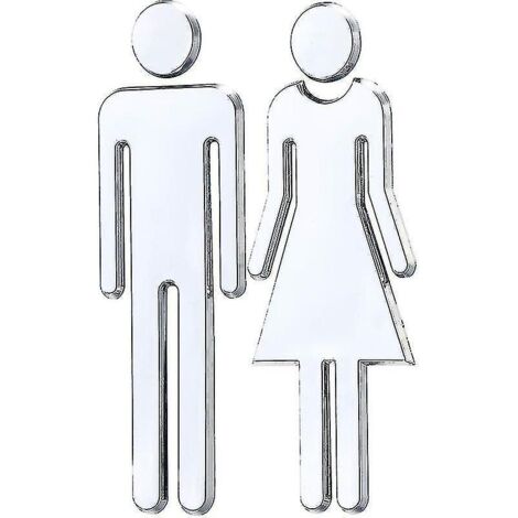 1 Pair Of Toilet Wc Stickers Removable 3d Mirror Vinyl Art Wall Stickers Men's Women's Wall (silver) (1/4)