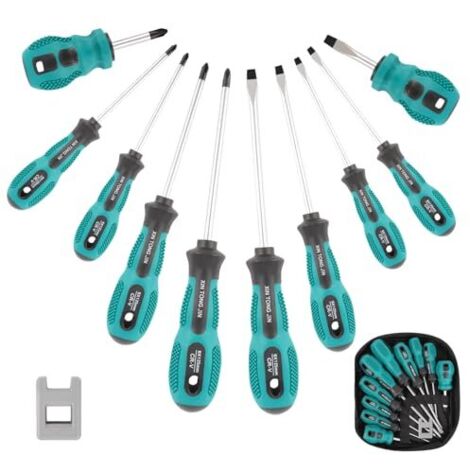 Kit de Tournevis Magnétique, 10 pièces Coffret Tournevis Kit de Tournevis avec 5 Tournevis Plats, 5 cruciformes, Tournevis Kit avec Démagnétisation 2 en 1 (1/5)