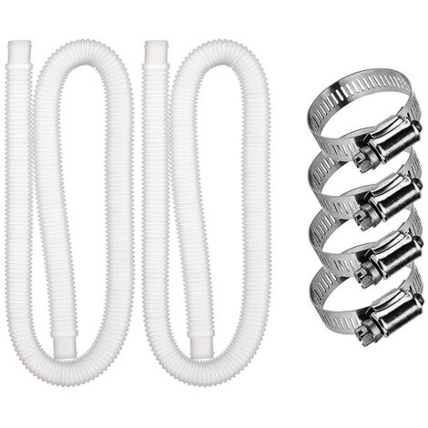 Crea – Tuyau d'aspiration de piscine 32 mm – Longueur 1,5 m – PVC transparent pour suivi débit – 4 colliers de serrage inclus (1/4)