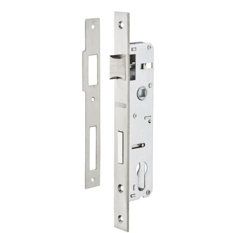 INHHUB Boitier de serrure encastrable à cylindre pour menuiserie métallique, axe 25mm, bouts carrés, zingué-INHHUB