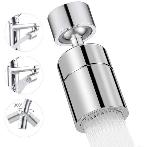 Ouylaf – Aérateur de robinet 360° pivotant – 2 modes de jet – Économie d'eau 40-80% – Filtre à mailles 4 couches – Pour cuisine et salle de bain (1/4)