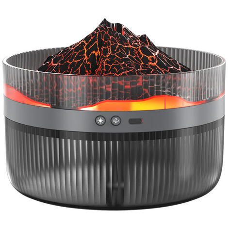 Nouvelle machine d'aromathérapie volcanique 2L humidificateur de flamme multifonctionnel grande capacité diffuseur de grand volume de brume - noir (1/4)