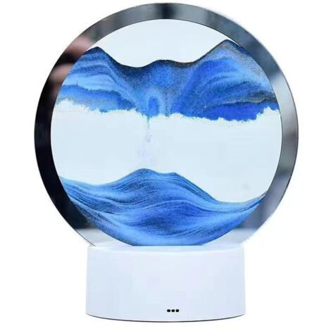 Sable Art Lampe de Table 3D Sable Peinture Lampe de Table Image de sable Dynamique à Tourner avec Lumière LED Flux Sable Arc Lampe de Nuit Ronde Double Face Mobile Sable Scène Rotative Bureau (1/5)