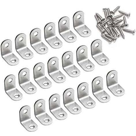 Equerre de Fixation 90 Degré Angle Droit Support 20 x 20 x 16mm forme de L Metalliques Equerres de Coin en Acier Inox Supporen pour Bois Meubles Placard Support 20 Pièces (1/4)