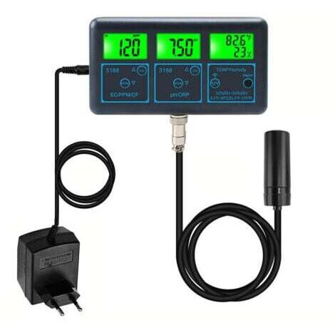 AIPER Tuya WiFi 7in1 Testeur de qualité de l'eau Analyseur d'eau multi-paramètres Affichage numérique PH/ORP/EC/PPM/CF/Humidité/Température Compteur de surveillance pour eau potable Aquarium Aquacultu (1/4)
