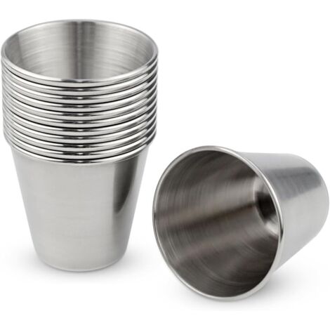 12 Pièces Gobelet Inox,empilables et,gobelets en acier inoxydable Enfant réutilisables et durables,adaptés au café,à la bière,au whisky,adaptés au camping,aux voyages, aux bars et à la maison(30ml) (1/5)