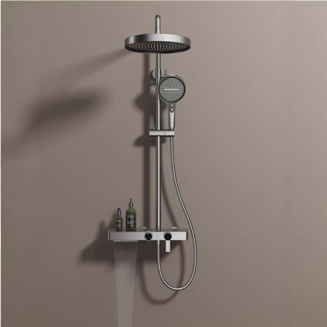Largeight – Colonne de douche mécanique effet pluie – Cuivre avec technologie Mr Jet – Buse en silicone pour nettoyage facile – Réglable en hauteur (1/4)