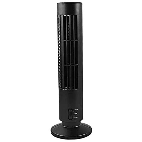 Ventilateur de tour, ventilateur sans lambe à oscillation de tour pour les chambres, salons, cuisine, 2 vitesses, 13 pouces (noir), sans lambe, portable (1/5)