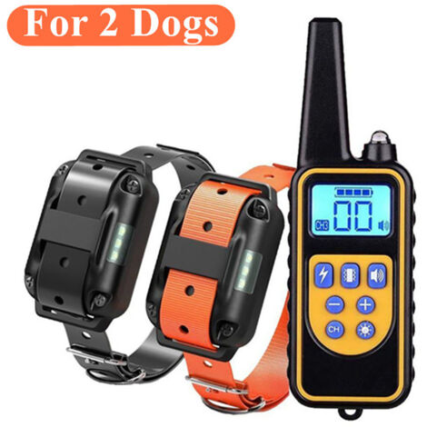 Collier de dressage électrique pour chien 800 m Télécommande pour animaux de compagnie Étanche Rechargeable avec écran LCD Vibration Son 2 récepteurs (1/3)