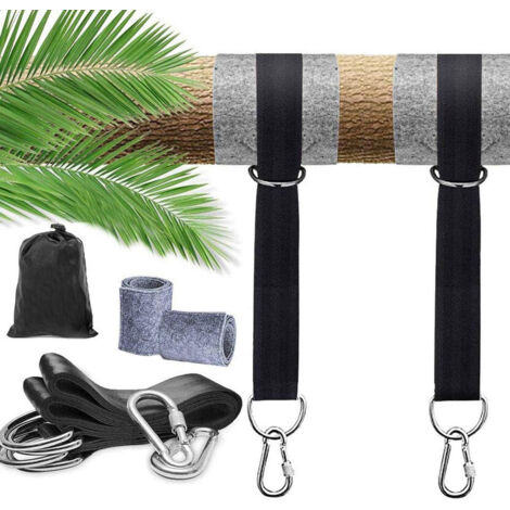 Lot de 2 Kit Hamac Ultra Résistant aux Sangles Lourde Suspension 150cm avec D-Ring,Deux Crochets Mousquetons, Charge Max 500kg,Sangles Terylene 100% Non,Extensible, Adapté aux Hamac,OUYLAF