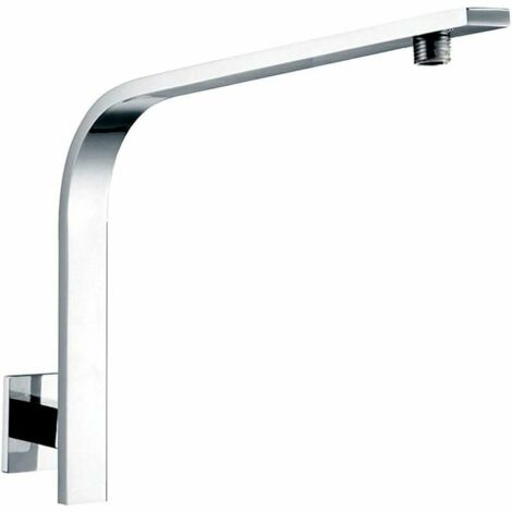Ulisem – Bras de douche carré en laiton massif – Col de cygne – Finition chromée miroir – Tube rectangulaire 30x10 mm – Installation facile