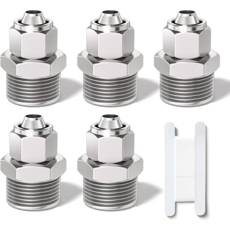 5 Pcs 6mm Tube OD x 3/8" Filetage BSP mâle Poussez Droit pour connecter Le raccord pneumatique de Tube d’écrou de Verrouillage,KPC6-03 Adaptateur de Ligne d’air Rapide