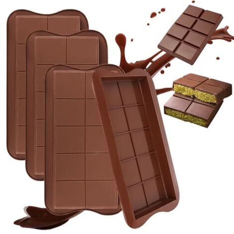 Moule Tablette Chocolat, 4 Pièces Moules à Chocolat en Silicone Moule à Tablette de Chocolat Profond, Moule Chocolat de 10 Cavités pour Chocolat, Praline, Bonbons
