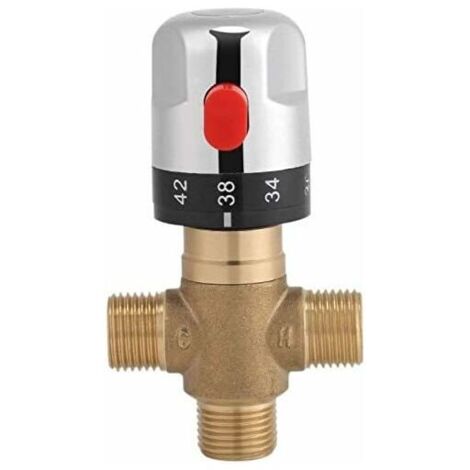 Robinet Mitigeur Thermostatique en Laiton 15mm Robinet température Fixe pour lavabo Cuisine Salle de Bain G1/2 35-45 ℃ (1/5)
