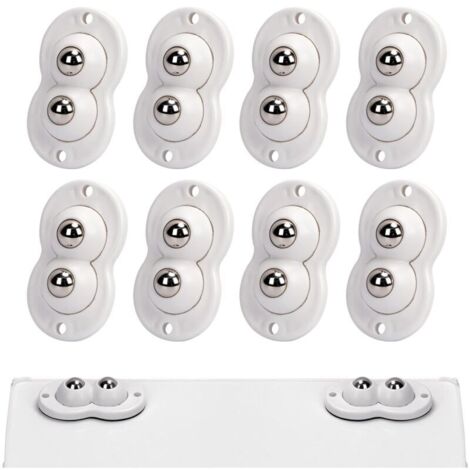 8 Pcs Petite Roulettes pour Meubles Adhésives Transfert à Double Balle Rotation à 360 Degrés Roue Universelle pour Poubelles Boîtes Petit Meuble Blanc (1/5)